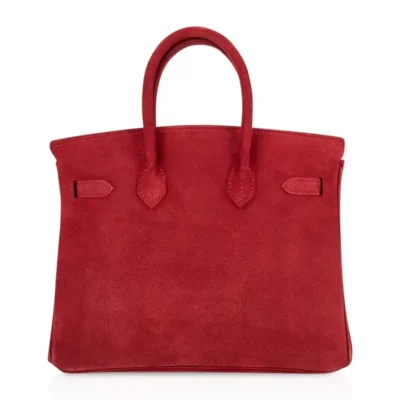 Hermès Birkin 25 Rouge Vif Suede Doblis Gold Hardware