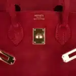 Hermès Birkin 25 Rouge Vif Suede Doblis Gold Hardware