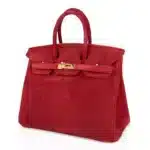 Hermès Birkin 25 Rouge Vif Suede Doblis Gold Hardware