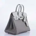 Hermès Birkin 25 Touch Gris Meyer And Gris Cement Matte Alligator Mississippiensis & Togo Palladium Hardware Replica inspired