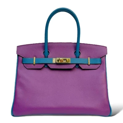 Hermès Birkin 30 Anemone and Turquoise Epsom Gold Hardware