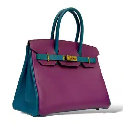 Hermès Birkin 30 Anemone and Turquoise Epsom Gold Hardware