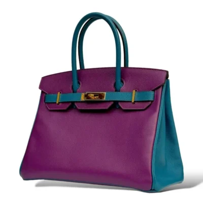 Hermès Birkin 30 Anemone and Turquoise Epsom Gold Hardware