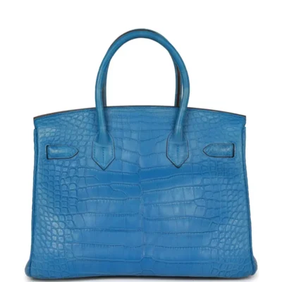 Hermès Birkin 30 Bleu Mykonos Matte Alligator Mississippiensis Palladium Hardware