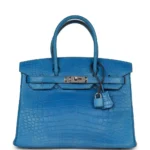 Hermès Birkin 30 Bleu Mykonos Matte Alligator Mississippiensis Palladium Hardware