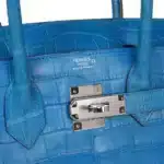 Hermès Birkin 30 Bleu Mykonos Matte Alligator Mississippiensis Palladium Hardware