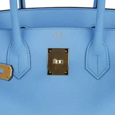 Hermès Birkin 30 Blue Celeste Epsom logo