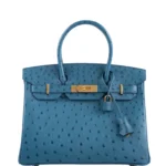 Hermès Birkin 30 Blue Colvert Ostrich Gold Hardware