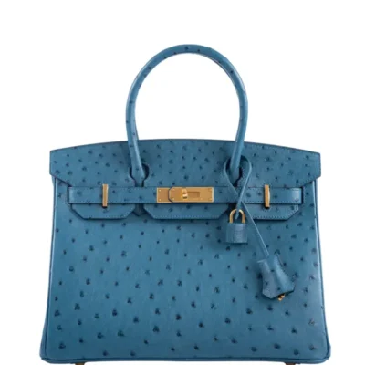 Hermès Birkin 30 Blue Colvert Ostrich Gold Hardware