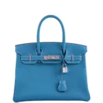 Hermès Rare Collectible Birkin 30 Blue Jean Togo Palladium Hardware