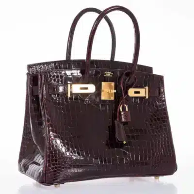 Hermès Birkin 30 Bordeaux Porosus Crocodile Gold Hardware