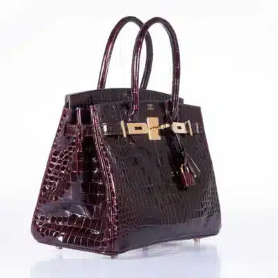 Hermès Birkin 30 Bordeaux Porosus Crocodile Gold Hardware