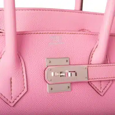 Hermès Birkin 30 Bubblegum Pink Swift logo