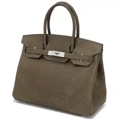 Hermès Birkin 30 Gris Elephant Shiny Niloticus Crocodile Palladium Hardware