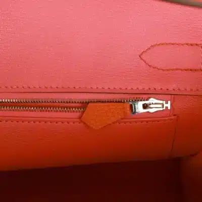 Hermès Birkin 30 Orange Poppy and Blush Clemence Palladium Hardware Quality Rep