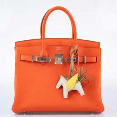 Hermès Birkin 30 Orange Poppy and Blush Clemence Palladium Hardware Quality Rep