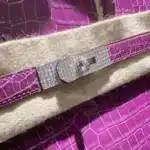 Hermès Rare Collectible Birkin 30 Purple Violet Shiny Porosus Crocodile Diamond Encrusted 18k White Gold Hardware Lushentic quality