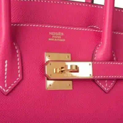 Hermès-Birkin-30-Rose-Tyrien-Epsom-logo