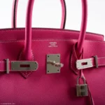 Hermès Birkin 30 Rose Tyrien and Rubis Epsom Palladium Hardware Replica Quality