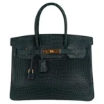 Hermès Birkin 30 Vert Fonce Matte Porosus Crocodile Gold Hardware