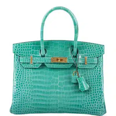 Hermès Birkin 30 Vert Jade Shiny Porosus Crocodile Gold Hardware