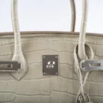 Hermès Birkin 35 Beton Matte Porosus Crocodile Palladium Hardware Replica luxury handbags