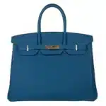 Hermès Birkin 35 Blue De Galice Porosus Crocodile Gold Hardware Lushentic Bags