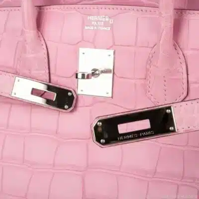 Hermès Birkin 35 Bubblegum 5P Pink Alligator logo