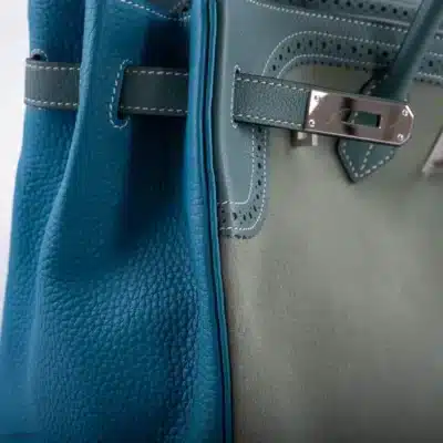 Hermès Birkin 35 Ghillies Ciel Doblis Turquoise Togo Bleu Jean Swift detail2