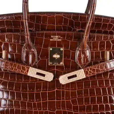 Hermes Birkin 35 Miel Shiny Porosus Crocodile logo1