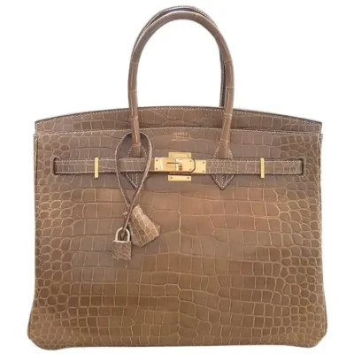 Hermès Birkin 35 Poussiere Matte Porosus Crocodile Gold Hardware