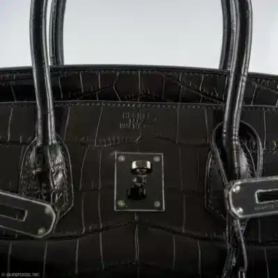 Hermès Birkin 35 SO BLACK Matte Niloticus Crocodile logo