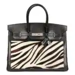 Hermès Birkin 35cm Black Box Calfskin & Zebra Print Calfskin Pony Fur Brushed Palladium Hardware