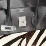 Hermès Birkin 35cm Black Box Calfskin & Zebra Print Calfskin Pony Fur Brushed Palladium Hardware