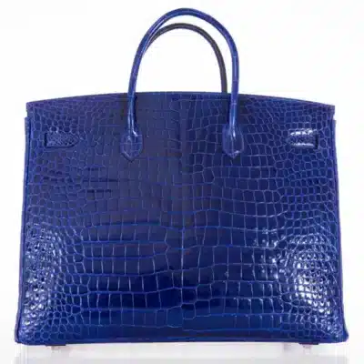 Hermès Birkin 40 Blue Electric Shiny Crocodile Porosus Palladium Hardware