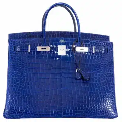 Hermès Birkin 40 Blue Electric Shiny Crocodile Porosus Palladium Hardware