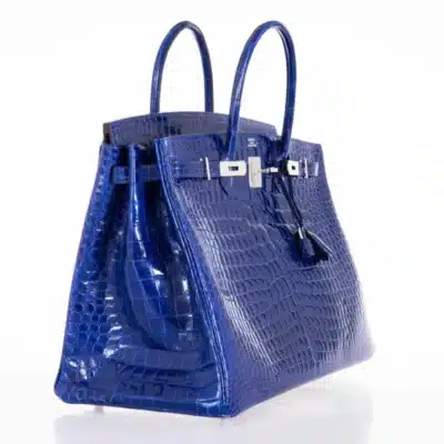 Hermès Birkin 40 Blue Electric Shiny Crocodile Porosus Palladium Hardware