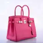 Hermès HSS 2014 Birkin 30 Shocking Rose and Etoupe Chevre Palladium Hardware