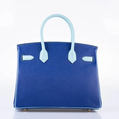 Hermès HSS 2015 Birkin 30 Blue Electric & Blue Atoll Epsom Gold Hardware Replica Bags