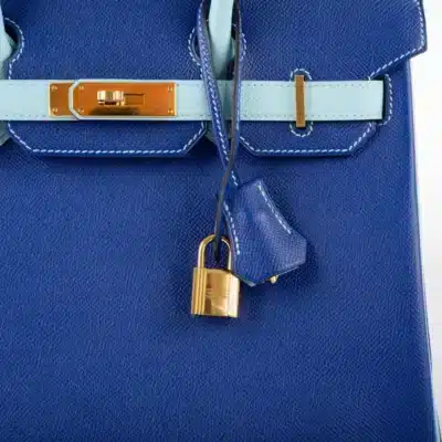 Hermès HSS 2015 Birkin 30 Blue Electric & Blue Atoll Epsom Gold Hardware Replica Bags