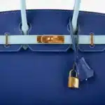 Hermès HSS 2015 Birkin 30 Blue Electric & Blue Atoll Epsom Gold Hardware Replica Bags