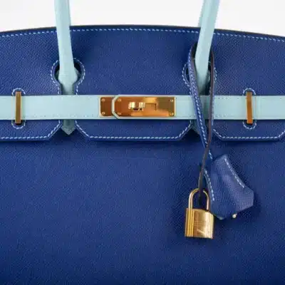 Hermès HSS 2015 Birkin 30 Blue Electric & Blue Atoll Epsom Gold Detail2