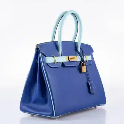 Hermès HSS 2015 Birkin 30 Blue Electric & Blue Atoll Epsom Gold Hardware Replica Bags