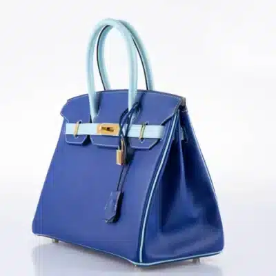 Hermès HSS 2015 Birkin 30 Blue Electric & Blue Atoll Epsom Gold Hardware Replica Bags