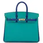 Hermès HSS 2016 Birkin 25 Blue Paon and Blue Electric Epsom leather Gold Hardware