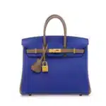 Hermès HSS 2016 Custom Birkin 25 Bleu Électrique And Étoupe Togo Brushed Gold Hardware