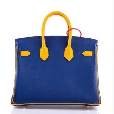 Hermès HSS 2018 Birkin 25 Jaune D’Or and Blue Electric Epsom Brushed Palladium Hardware  Lushentic Replica