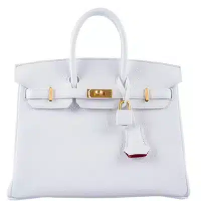 Hermès HSS 2021 Birkin 25 White And Rose Pourpre Interior Togo Brushed Gold Hardware