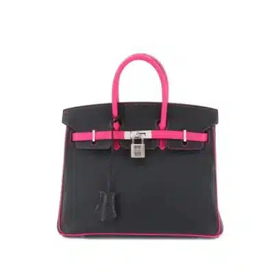 Hermès HSS Birkin 25 Black Shocking Rose Epsom Silver Hardware