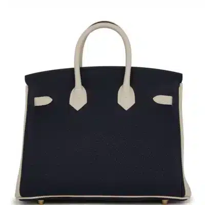 Hermès HSS Birkin 25 Bleu Nuit and Craie Togo Gold Hardware